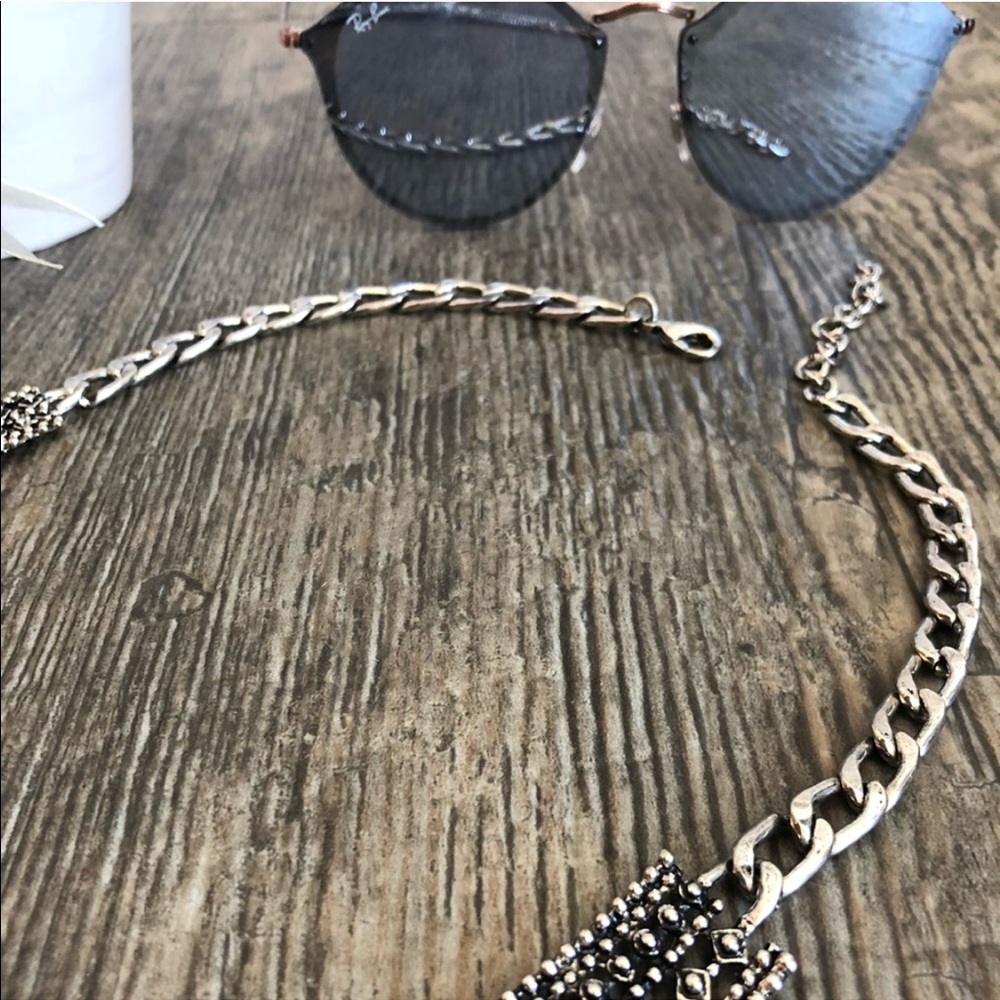 Statement Chunky Silver Necklace Rhinestones Boho - image 6